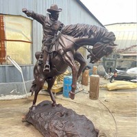 Sculpture en Bronze grandeur nature personnalisée en usine Statue de cowboy Bronco