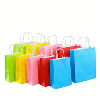 Sacs cadeaux en papier kraft colorés personnalisés avec poignées en corde torsadée, emballage écologique pour boutique de détail, mariage, fête