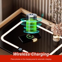 Mesita de Noche Inteligente con Carga Inalámbrica, Luz LED, Altavoz Bluetooth, Cerradura Digital y Puertos USB para Dormitorio