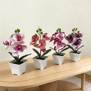 Orquídea Phalaenopsis Artificial Paulon en Maceta de Plástico de 19 cm de Alto para Decoración del Hogar y Accesorios de Fotografía - Product Image 1