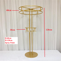 Support de fleurs en métal doré, vase de décoration de mariage, centre de table, présentoir de fleurs en or, arc en métal, décor de pièce d'événement de mariage