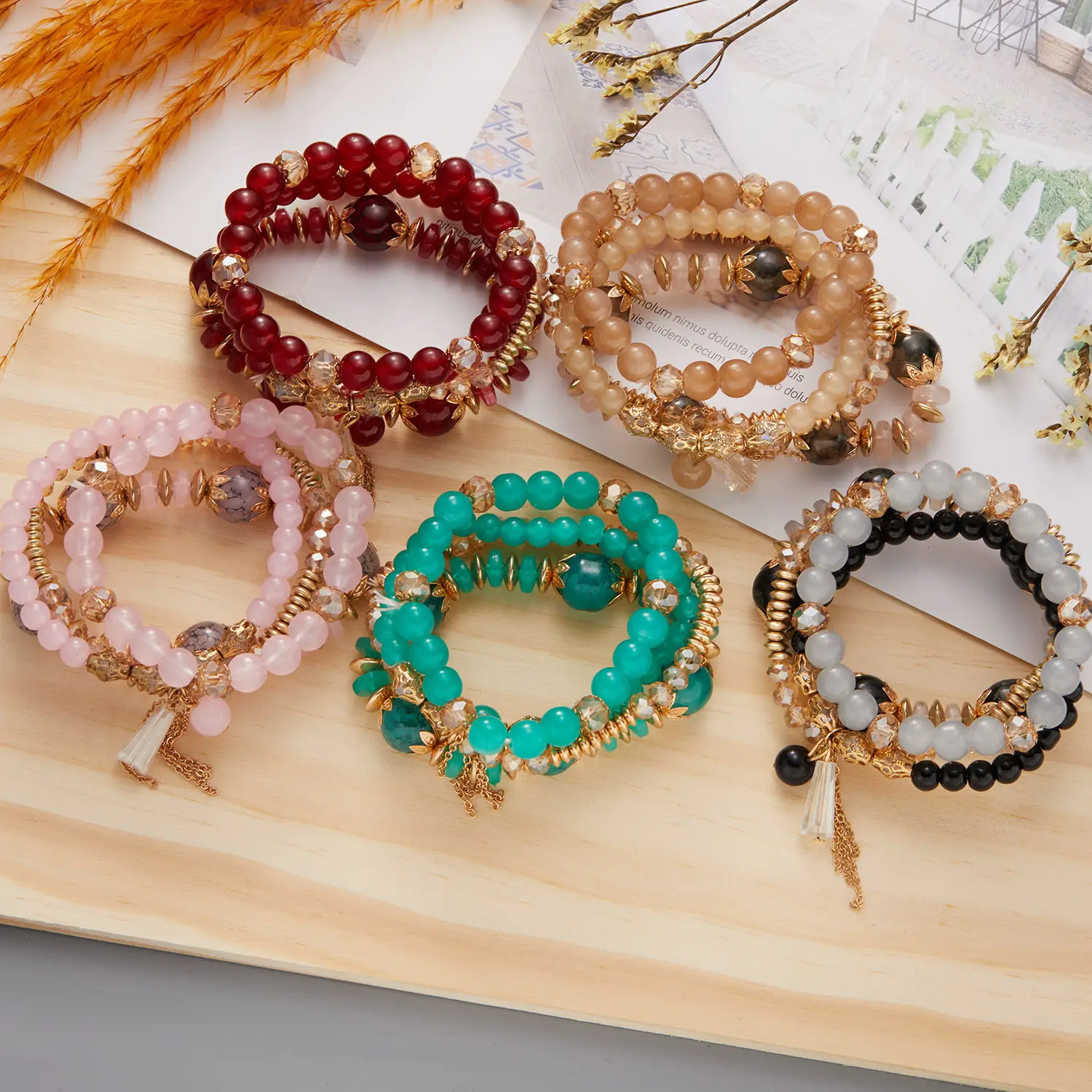 Creative Multi-layered Beaded Crystal Bracelet Boho Fashion Jewelry Bead Bracelets