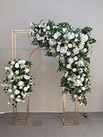 Décoration de Noël NINI sur le thème vert, plante artificielle, guirlande florale triangulaire blanche et verte, rangées de fausses fleurs pour la décoration de café