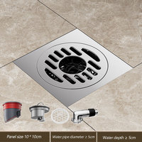 HOMEDEC Siphon de sol linéaire rectangulaire moderne en laiton pour salle de bain, anti-remontée d'eau, avec filtre de base, installation facile