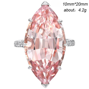 Anello Oversize con Cristallo Rosa a Forma di Marquise per Donne, Elegante Gioiello da Dito alla Moda - Product Image 4