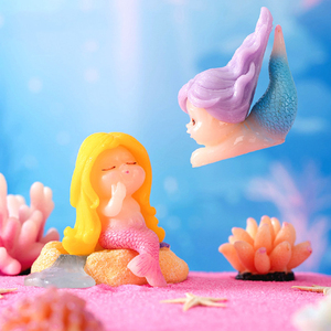 Miniatures de sirènes en résine mignonnes pour décorations de paysages marins en aquarium, petites breloques en forme de coquillages de sirènes, accessoires de bricolage - Product Image 5
