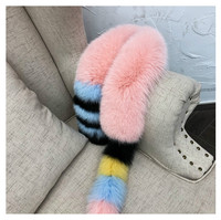 MWFur Écharpe de luxe en fourrure de renard pour femmes avec queue Écharpe d'hiver en fourrure de renard à la mode