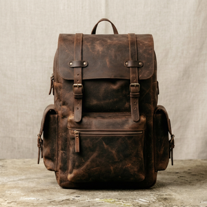 Mochila de Cuero Genuino Personalizada, Mochila Vintage para Portátil, Impermeable, de Cuero Real, Bolsa de Viaje, Mochila Escolar para Hombre LBK-0131 - Product Image 1
