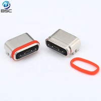 Coque étanche IP67 6.5MM de long Type C 16 broches SMT connecteur femelle USB 3.2 / 3.1 avec coque de moulage sous pression et 4 queues de coque DIP Typ