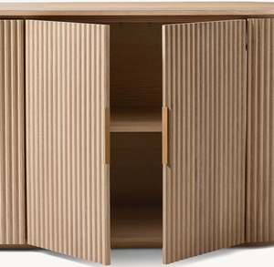 Professional <b>Sideboard</b> American Oak Wood <b>Cabinet</b> 4 Door Storage Unit with Vertical Reeding for High end Living Room - Product Image 4