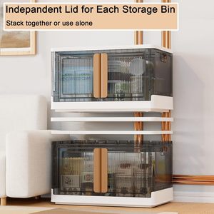 Top Selling Injection Molded Rectangle <b>Wardrobe</b> Clothes Organizer Double Opening Plastic Collapsible Foldable Storage <b>Box</b> Lid - Product Image 3