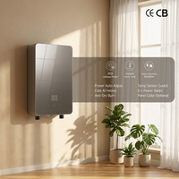 Chauffe-eau électrique instantané mural 5,5 kW avec écran LED tactile et affichage de la température, étanche IPX4, en aluminium moulé