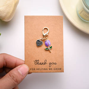 Oferta Especial: Tarjeta de Agradecimiento en Inglés y Colgante para Bolso con Llavero de Tulipán de Aleación con Efecto Goteo de Aceite - Product Image 6