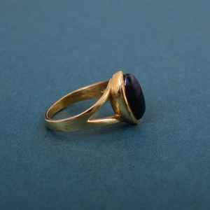 Bague en obsidienne noire marquise, plaquée or 14 carats, en laiton, bijoux bohèmes pour mariage, fiançailles, cadeau - Product Image 2