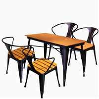 Combinaison de chaises de bar en bois, plastique et fer de style industriel moderne-Imperméable et durable pour restaurant, café, hôtel, école
