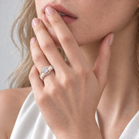 Bague en céramique blanche avec double sangle en acier doré rose, centre et pavé en zircon transparent, cadeau de mariage, vente en gros OEM ODM