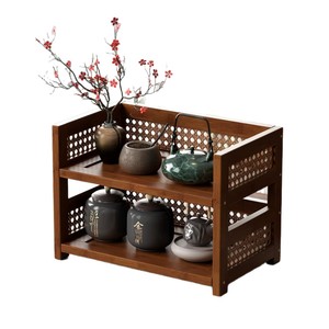 Nuevo estante de almacenamiento/exhibición de escritorio de madera maciza de tres niveles, estilo chino antiguo, multifuncional, moderno y minimalista. - Product Image 5