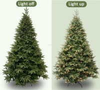 Arbre de Noël artificiel géant pré-éclairé en métal de 210 cm (7 pieds) en PVC et PE mélangés, avec lumières LED blanc chaud, vente en gros