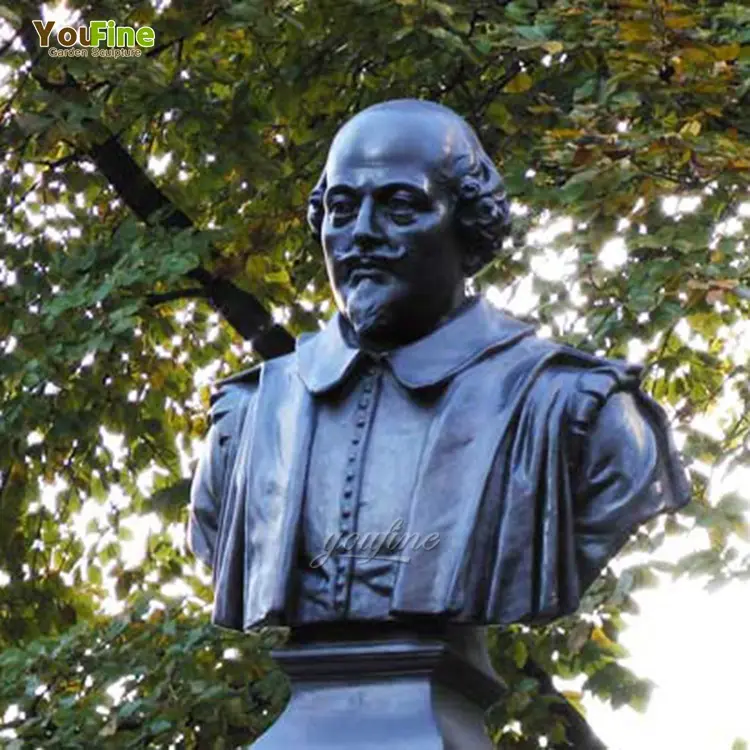 Outdoor Park Figure Bust of William Shakespeare Bronze Statue Sculpture for Sale