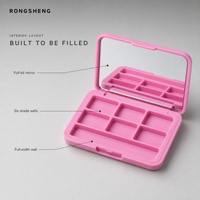Palette de fards à paupières rose vide avec miroir, étui compact cosmétique 6 compartiments en plastique pour poudre de blush, emballage pour marques de beauté