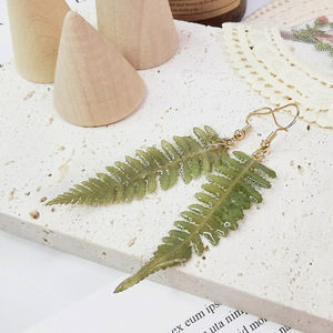 Handmade Real <strong>Fern</strong> Leaf Earrings Acrylic Earrings Green Pressed Leaf Natural Earrings Dried Leaves Resin <strong>Jewelry</strong> Birthday Gift