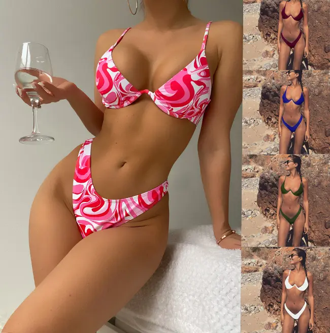 2022 Bikini Seksi Push Up Bikini Wanita Terbuka Berbelah Foto Bikini Mini Mikro