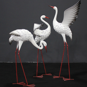 Grande figurine décorative réaliste de héron blanc en fer forgé pour extérieur, pour <span class=keywords><strong>jardin</strong></span>, parc et cour, à poser au sol - Product Image 1