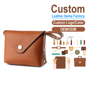Custom Leather Mini Coin <b>Purse</b> with Snap Button Closure Wrist Strap Handmade Minimalist Style Unisex Daily Use - Product Image 1