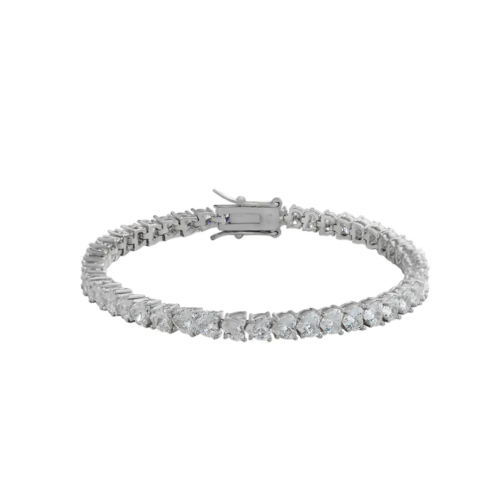 hot sale 14k white gold plated diamond tennis bracelet 925 sterling silver women iced out round cz tennis chain bracelet