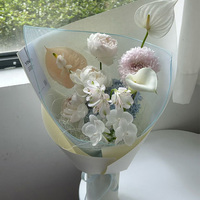 Emballage de bouquet de fleurs en gaze rigide transparente de couleur unie de style coréen 49x49cm pour mariage, cadeau de la Saint-Valentin