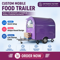 Chariot à café mobile personnalisé, forme ronde, remorque de concession alimentaire, chariot à café de petite taille, chariots et remorques alimentaires