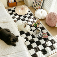 Multi Size Dog Cat Couch Cover Protector Große karierte quadratische rutsch feste Flanell Pet Mat Hunde bettdecke