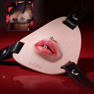Soutien-gorge en silicone rouge pour lèvres, avec cuir réglable, pour jeux BDSM de couple, stimulation sensorielle féminine, lingerie à design ajouré - Product Image 1