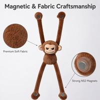 Peluche singe à bras longs magnétiques souples avec aimants puissants pour attacher les rideaux et décorer la maison