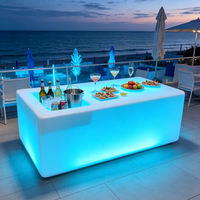 Table de bar d'extérieur avec seau à glace, mobilier LED, télécommande, 16 couleurs changeantes, étanche, table lumineuse en plastique pour boîte de nuit