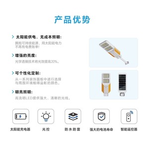 Solar Street <b>Light</b> 1000Lm 15W IP65 Outdoor Garden Wall Lamp With Sensor Integrated Solar <b>LED</b> <b>Light</b> - Product Image 5