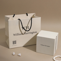 Boîte personnalisée minimaliste A1 en crème avec logo, 12,2x12,2x10,5 cm, pochette en papier gris anthracite 24 cm, coffret cadeau pour montre et bracelet