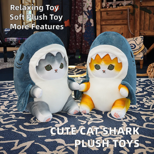 Juguetes de Gato de Peluche Kawaii, Adorables Muñecos de Gato con Ropa de Tiburón, Pequeños Peluches de Tiburón, Almohadas Suaves, Animales de Peluche - Product Image 2