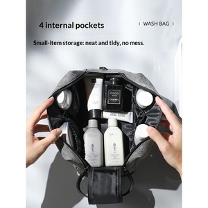 Trousse de Toilette de Voyage Double Couche Personnalisable avec Logo, en <span class=keywords><strong>Cuir</strong></span> PU Résistant à l'Eau, Grande Ouverture, Double Fermeture Éclair, Séparation Humide/Sèche - Product Image 4