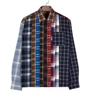 Hot Selling Custom Back Print Patchwork Match Übergroße Baumwolle <span class=keywords><strong>Flanell</strong></span> Herren Plaid Shirt - Product Image 1