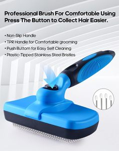 Elecpet OEM & ODM Manufacturer Cat Dog Pet Hair Grooming Shedding Self Cleaning Slicker <b>Brush</b> Products Cat Combing - Product Image 2