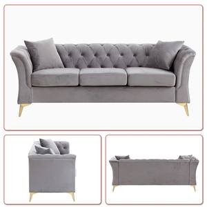 Canapé en tissu simple et moderne pour petit salon, style nordique, luxe léger, trois places, velours <span class=keywords><strong>français</strong></span> boutonné - Product Image 1