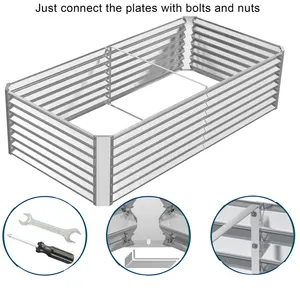 Fabrikant Metalen Gegalvaniseerd Staal Verhoogde Tuin Bed Plantenbak Voor Groenten En Bloemen