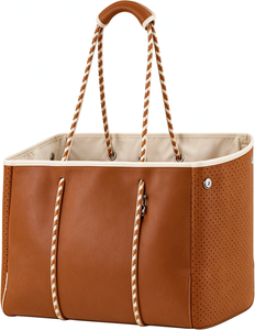 Bolsos de Mano Multiusos de Neopreno de Color Sólido para la Playa, con Bolsillos Interiores con Cremallera, Bolsos de Compras Grandes y Exclusivos Personalizados para Mujer - Product Image 3