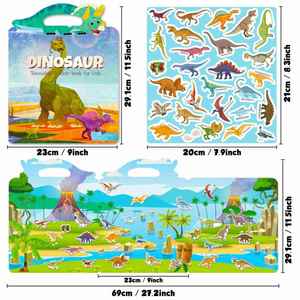 Libro Sensorial para Niños, Libro de Pegatinas de Dinosaurios para Entrenamiento de la Concentración, Actividades Creativas, Pegatinas Reutilizables para Niños de 3 Años en Adelante - Product Image 4