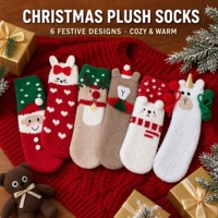 Chaussettes en peluche de Noël personnalisées OEM, motif animal 3D mignon, chaussettes d'hiver chaudes et douillettes, chaussettes cadeaux de fêtes en gros