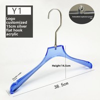 Cintres de présentation en acrylique transparent avec logo personnalisé pour vêtements, manteau, robe et t-shirt, cintres en acrylique de couleur transparente et durable