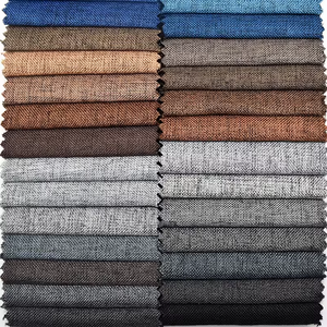 Tela de lino y algodón de poliéster grueso de muestra gratis al por mayor estilo liso para decoración del hogar sofá cortinas tapicería textil para el hogar - Product Image 3