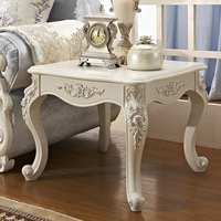 Table d'angle carrée de style européen pour le salon de la villa Table d'appoint de canapé réglable pour petit appartement blanc