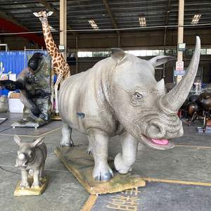 Modèle d'animal animatronique de rhinocéros blanc pour la décoration de parc de vulgarisation scientifique de la connaissance naturelle, 1 paire - Product Image 3